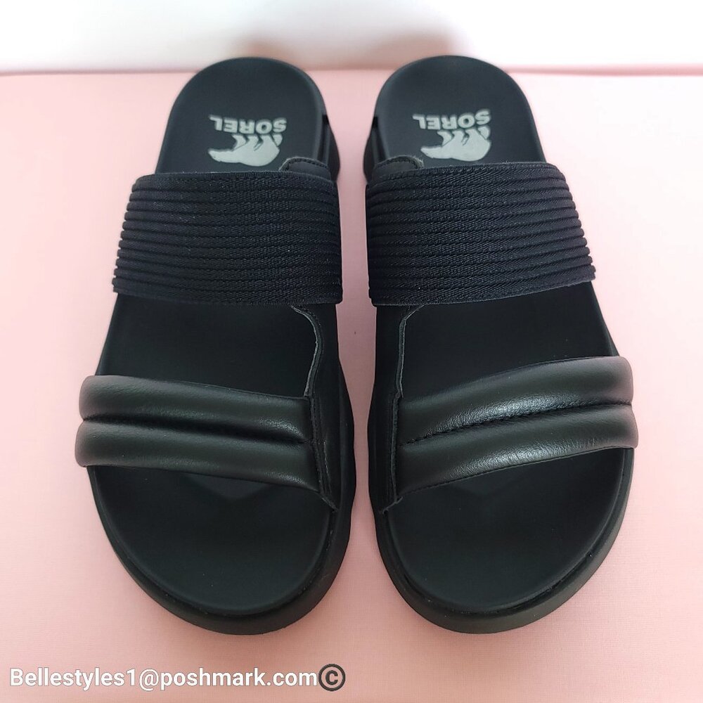 SOREL Viibe Fabric & Leather Platform Two-Straps Slip-On Slide- Women’s Size 9.⭐ - Picture 8 of 16